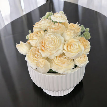 Floral-Shaped Organic Decorative Candle with Base – Local Delivery Only